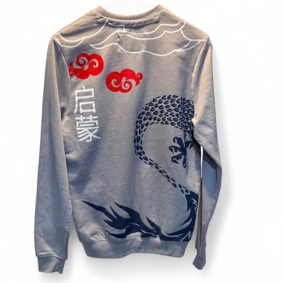 Blind Rooster Gray Pullover Dragon Sweater Men’s Size Medium P-P 21” L-25” - Picture 2 of 2